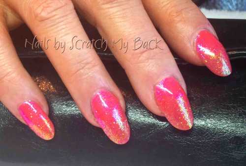 Gel overlay with CND glitter Additives.