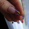 Gel nails done in 'Stained Glass' effect with coloured pigments